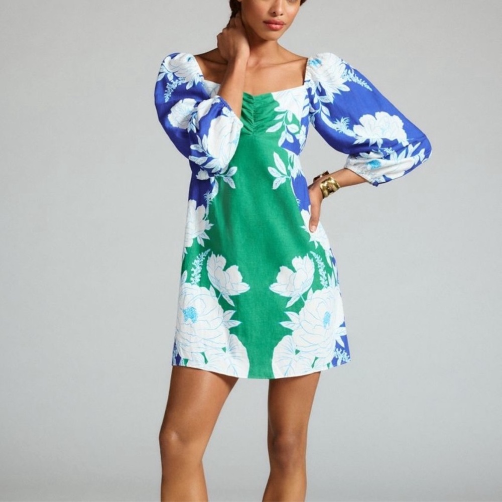 New FARM Rio Soft Garden Linen-Blend
Mini Dress